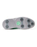 Men's Victory Classic Shoe in White Mojito, bottom view featuring a white outsole with cleats and a mint green SD logo label