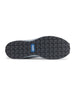 Straight Down Mojave Shoe in Camo Carbon, bottom view featuring a dark grey geometric textured outsole with Straight Down logo tab in blue