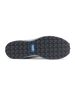 Straight Down Mojave Shoe in Camo Carbon, bottom view featuring a dark grey geometric textured outsole with Straight Down logo tab in blue