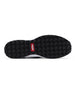 Men's Moonlight Shoe in Charcoal, bottom view featuring a black and charcoal knit upper with charcoal overlays, charcoal ribbed midfoot support cage with SD logo, black laces, a white midsole, and a black outsole