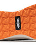 Men's Moonlight Shoe in Olive, close up bottom view featuring a black knit upper with olive overlays, olive ribbed midfoot support cage with SD logo, black laces, a white midsole, and an orange outsole