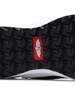 Men's Moonlight Shoe in Charcoal, close up bottom view featuring a black and charcoal knit upper with charcoal overlays, charcoal ribbed midfoot support cage with SD logo, black laces, a white midsole, and a black outsole