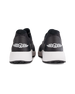 Men's Moonlight Shoe in Charcoal, heel view featuring a black and charcoal knit upper with charcoal overlays, charcoal ribbed midfoot support cage with SD logo, black laces, a white midsole, and a black outsole