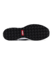 Men's Moonlight Shoe in Charcoal, bottom view featuring a black and charcoal knit upper with charcoal overlays, charcoal ribbed midfoot support cage with SD logo, black laces, a white midsole, and a black outsole