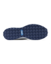 Straight Down Women's Moonlight Shoe in Scuba, bottom view featuring a navy traction outsole with geometric grip pattern and blue Straight Down logo badge at arch