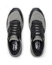 Men's Moonlight V2 Shoe in Black, top down view of a pair featuring light grey knit uppers with black lacing system and silver Straight Down logo at the collar, with branded insoles visible