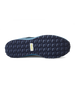 Men's Moonlight V2 Shoe in Deep Sea, bottom view featuring a navy geometric pyramid-textured rubber outsole with a white and gold Straight Down logo badge at the center