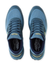 Men's Moonlight V2 Shoe in Deep Sea, top down view of a pair featuring steel blue knit uppers with teal lacing system and gold Straight Down logo at the tongue, with branded insoles visible