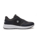 Men's Moonlight V2 Shoe in Granite, lateral side view featuring a black and charcoal knit upper with a molded rubber overlay, Straight Down logo badge, dark laces, a speckled white midsole, and a black textured outsole