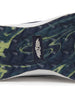 Straight Down Weekender Golf Shoe in New Indigo, close-up outsole detail view featuring navy and yellow marbled geometric pyramid traction outsole with Straight Down wing logo badge at arch