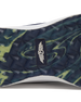 Straight Down Weekender Golf Shoe in New Indigo, close-up outsole detail view featuring navy and yellow marbled geometric pyramid traction outsole with Straight Down wing logo badge at arch