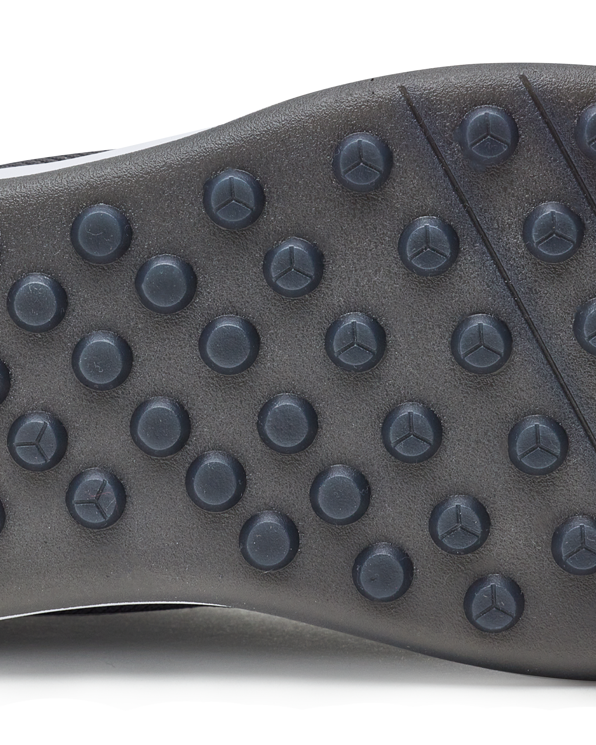 Men's Rally Shoe in Granite, detail close-up view of the outsole featuring dark gray multi-directional traction rubber studs and flex grooves for grip