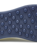 Men's Rally Shoe in White, detail close-up view of the outsole featuring navy rubber studs and flex grooves for traction and grip
