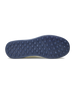 Men's Rally Shoe in White, bottom view featuring a navy rubber outsole with multi-directional traction rubber studs and flex grooves