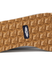 Straight Down Bourbon Hybrid Golf Shoe in White, close-up outsole detail view featuring gum rubber geometric pyramid traction outsole with navy Straight Down wing logo badge at arch