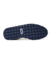 Straight Down Harbour Knit Hybrid Golf Shoe in Silver, bottom sole view featuring navy geometric pyramid traction outsole with light gray Straight Down wing logo badge at arch