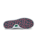 Straight Down Boardwalk Golf Shoe in Verde, bottom sole view featuring floral hibiscus print outsole with circular traction nubs in pink and blue tones and green Straight Down logo badge at arch