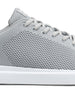 Field V3 Shoes in Silver, close-up side view featuring a light gray knit mesh upper with textured woven pattern, gray lace-up closure, and white midsole