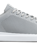 Field V3 Shoes in Silver, close-up side view featuring a light gray knit mesh upper with textured woven pattern, gray lace-up closure, and white midsole
