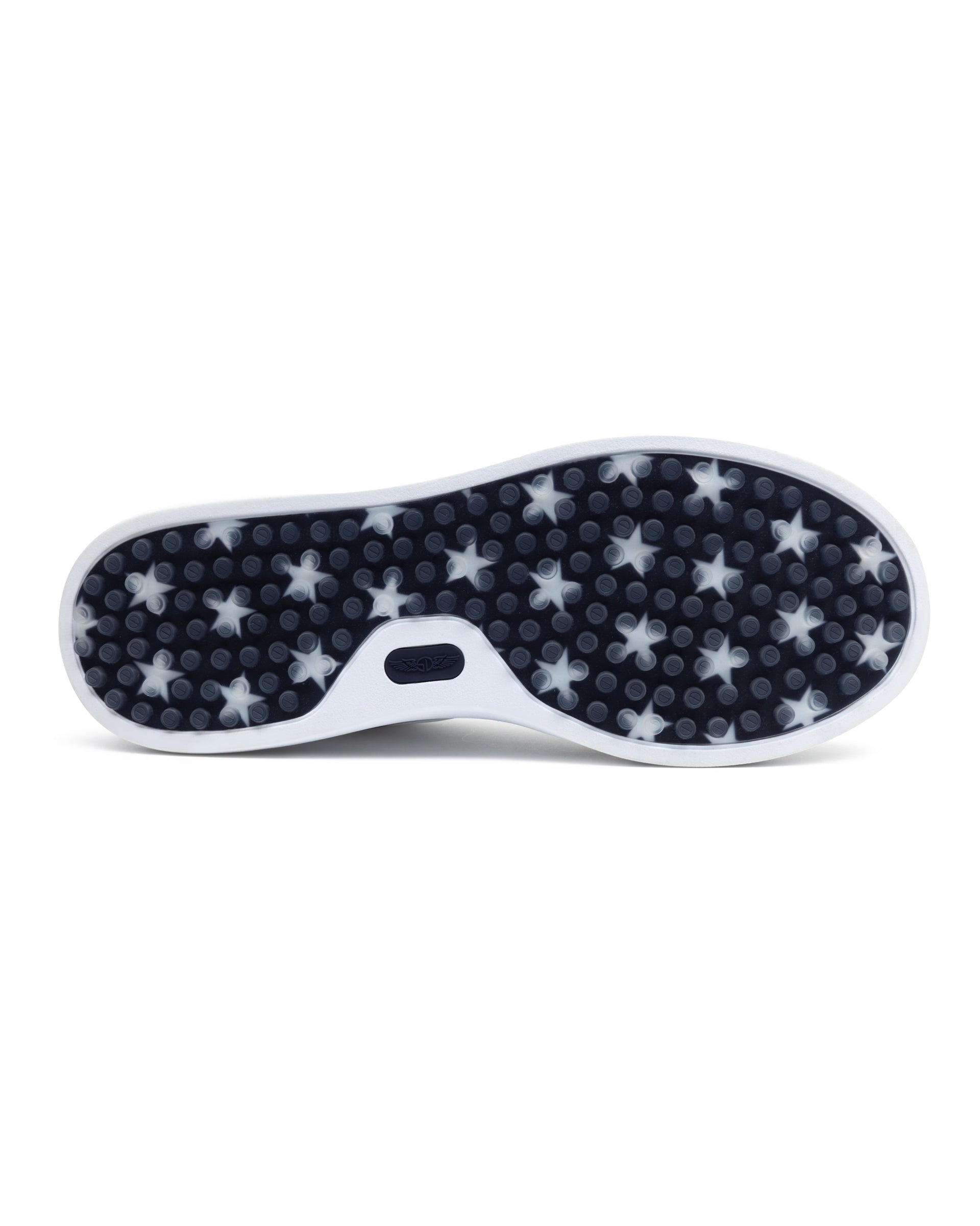 Black and white star-patterned shoe sole on a white background