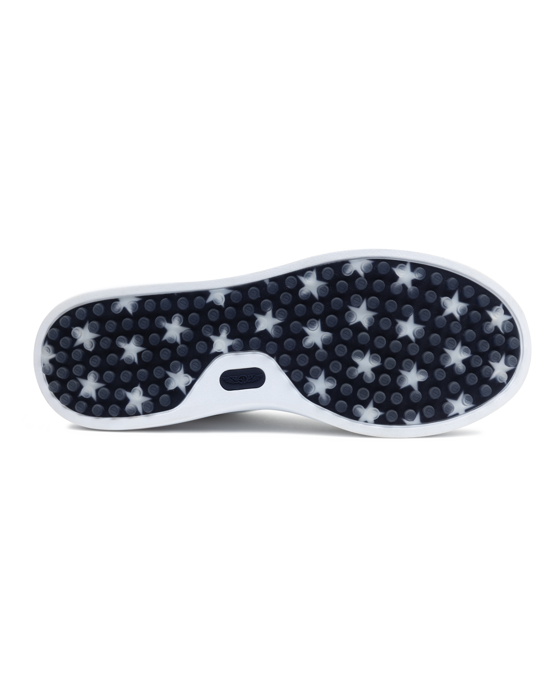 Black and white star-patterned shoe sole on a white background
