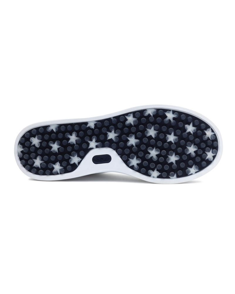 Black and white star-patterned shoe sole on a white background