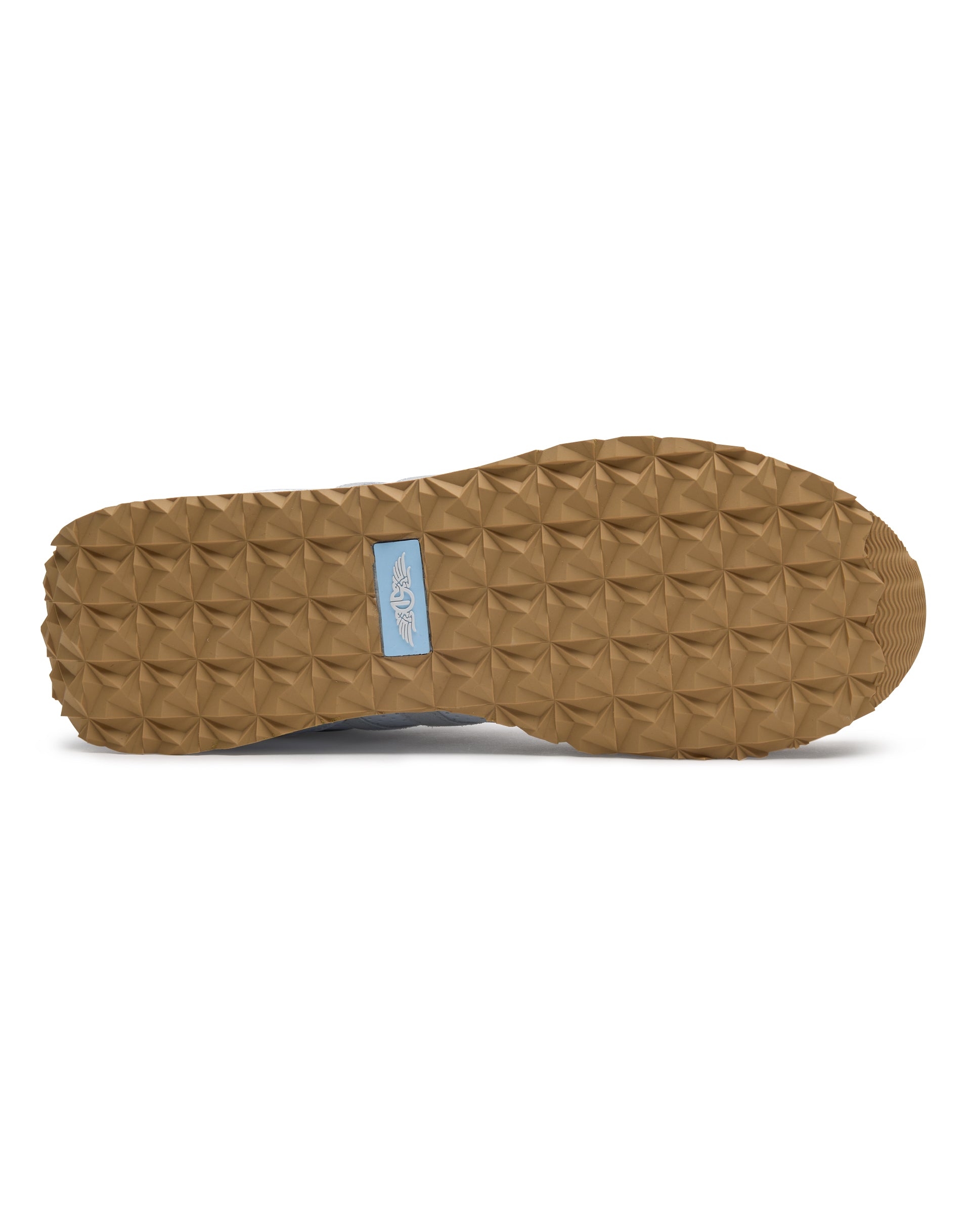 Clubhouse Trainer with white body, red and blue accents, outsole view