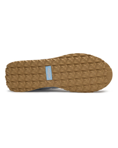 Clubhouse Trainer with white body, red and blue accents, outsole view