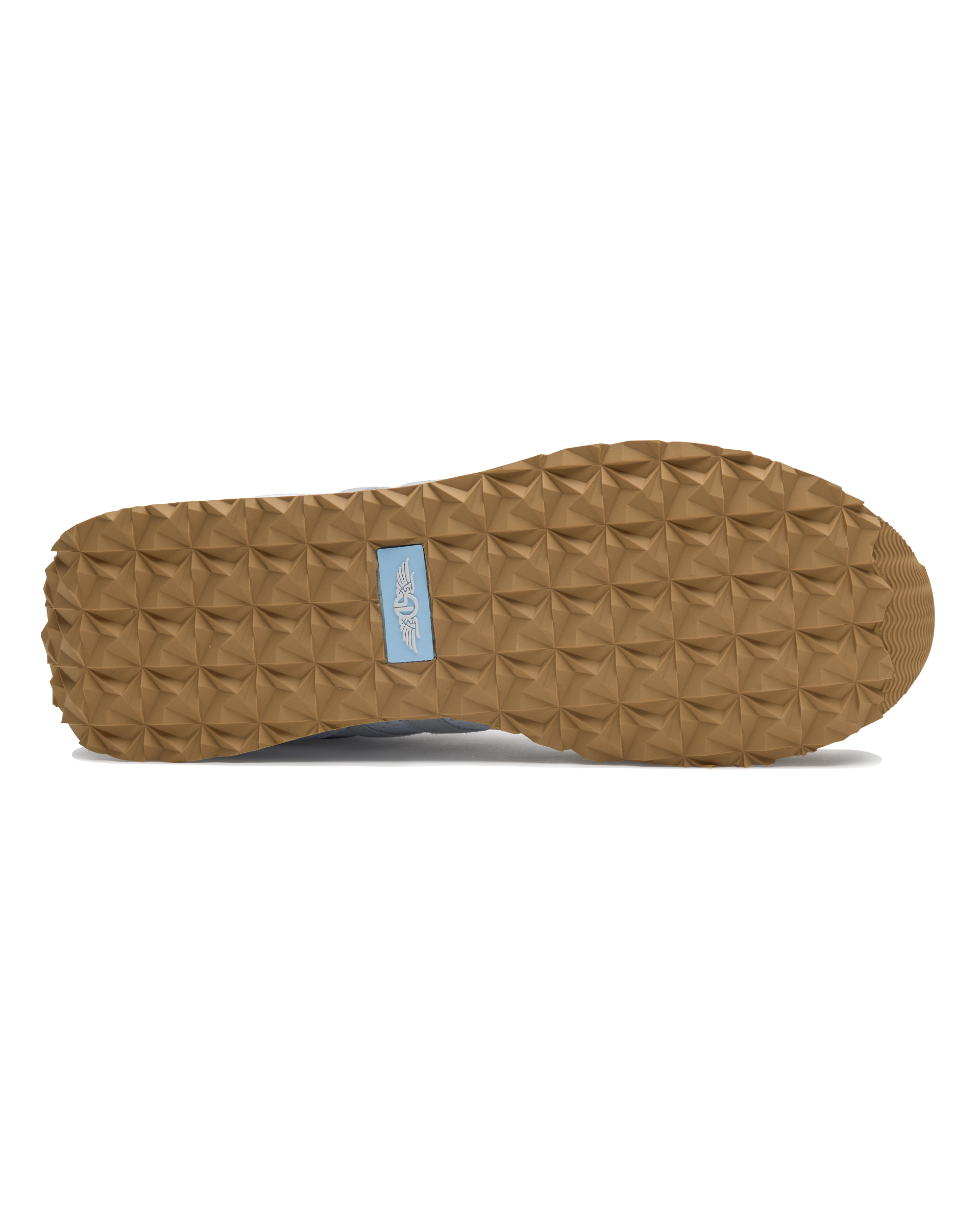 Clubhouse Trainer with white body, red and blue accents, outsole view