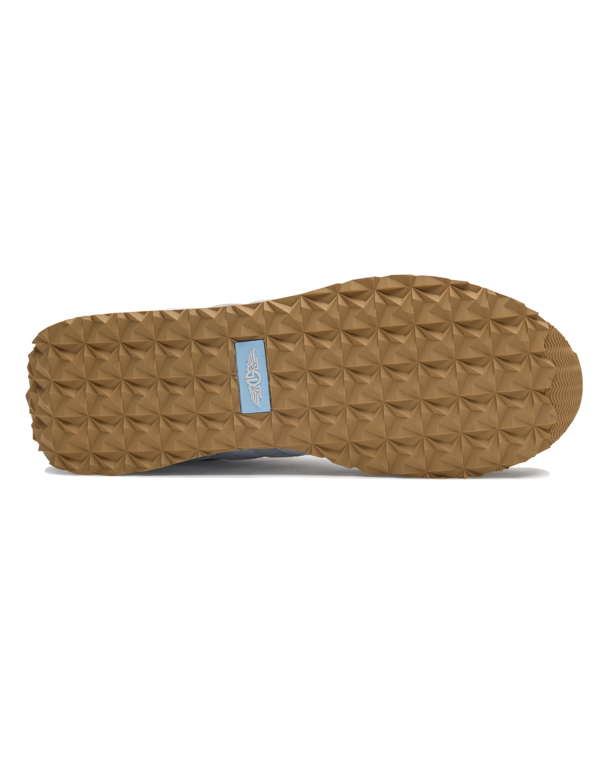 Clubhouse Trainer with white body, red and blue accents, outsole view