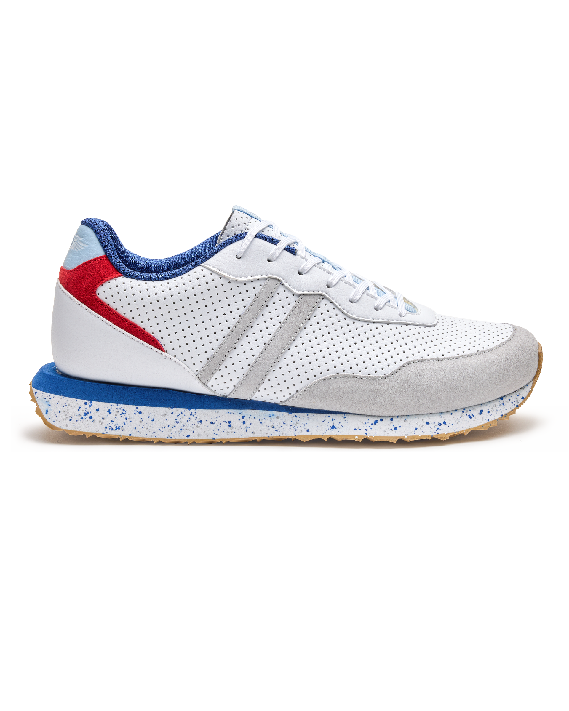 Clubhouse Trainer with white body, red and blue accents, side profile view