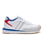 Clubhouse Trainer with white body, red and blue accents, side profile view