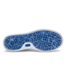 Cruise Perforated Sneaker in White with textured blue outsole, bottom view