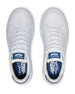 Cruise Perforated Sneaker in White with perforated toe box and blue logo accents, top view
