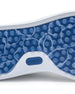 Cruise Perforated Sneaker in White with blue and white traction outsole, tread detail view