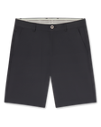 Men's Maverick Twill Short in Black, flat lay front view featuring a solid black short with a button waistband closure and slant front pockets