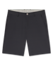 Men's Maverick Twill Short in Black, flat lay front view featuring a solid black short with a button waistband closure and slant front pockets