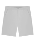 Men's Maverick Twill Short in Silver, flat lay front view featuring a solid light grey short with a button waistband closure and slant front pockets