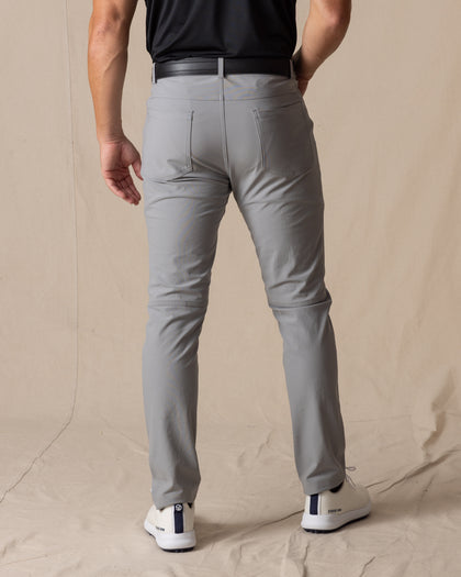 Hero Pant in carbon grey, back view on model