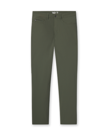 Hero Pant in olive green, front flay lay view