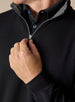 Men’s Optic Quarter Zip in black, zipper and texture detail close-up view