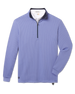 Optic Quarter Zip in Blue Shade with a textured waffle knit, stand collar and zippered neckline.