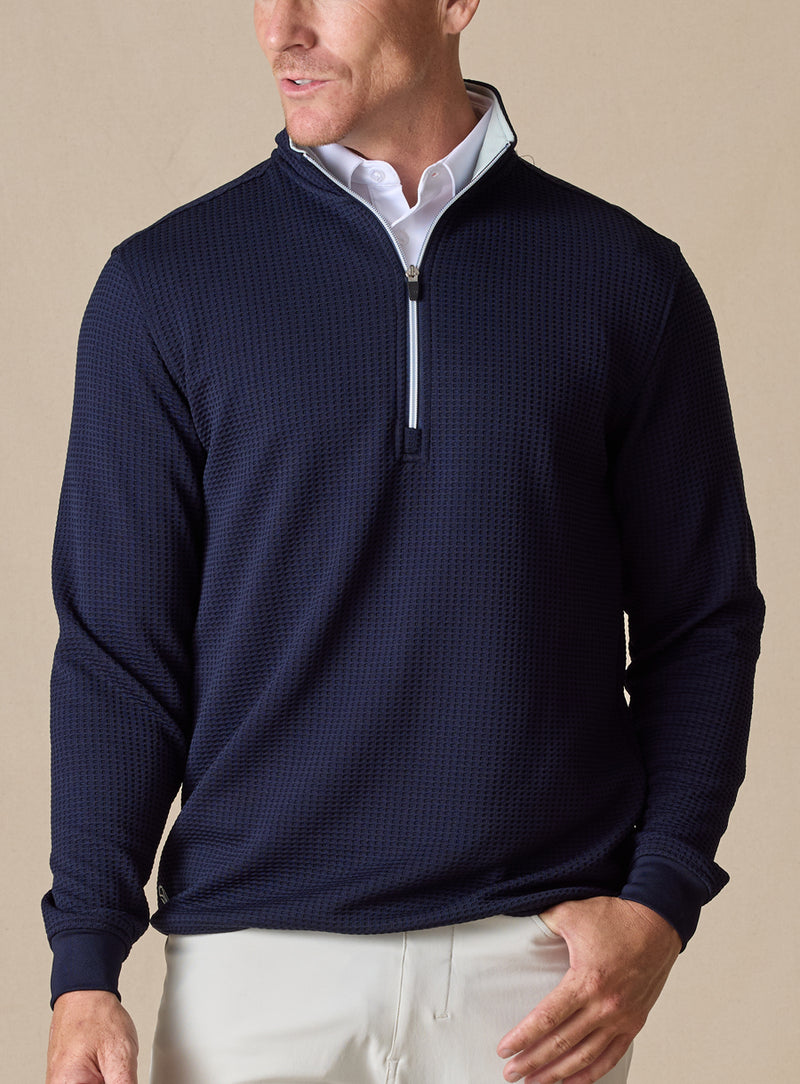 Men’s Optic Quarter Zip in navy, on-model front view