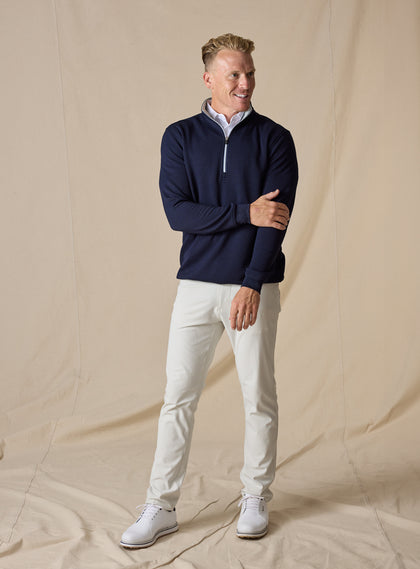 Men’s Optic Quarter Zip in navy, full outfit view