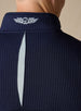 Men’s Optic Quarter Zip in navy, collar logo detail view