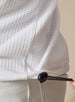 Men’s Optic Quarter Zip in white, fabric and drawcord detail view