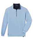 Men’s Optic quarter zip in carolina blue with navy contrast collar, flat lay front view