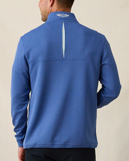 Men’s Optic Quarter-Zip in moonlight blue, back view with vent detail