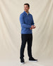 Men’s Optic Quarter-Zip in moonlight blue, full-body on-model styled with dark pants