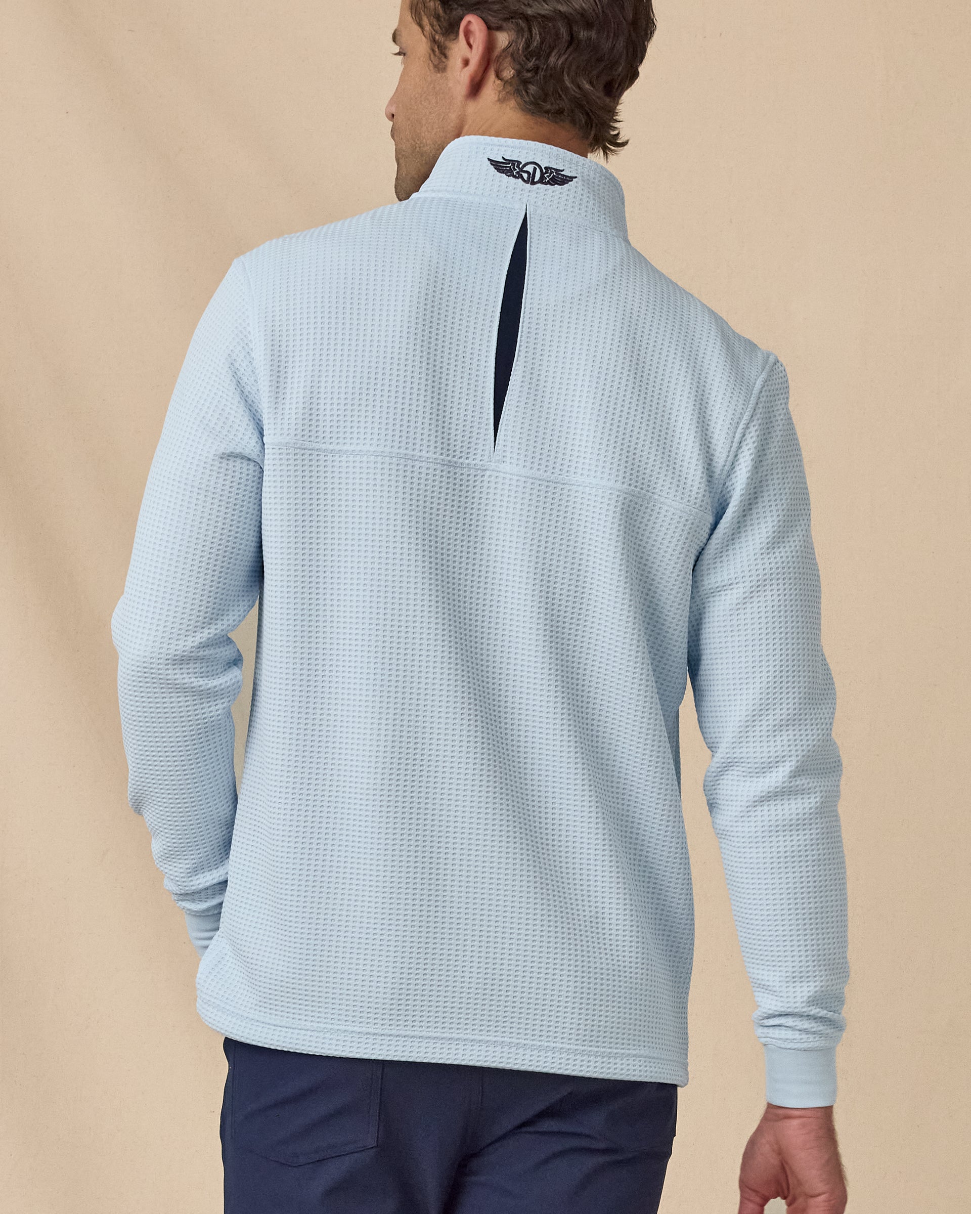 Men’s Optic Quarter Zip in Nantucket Blue, back view